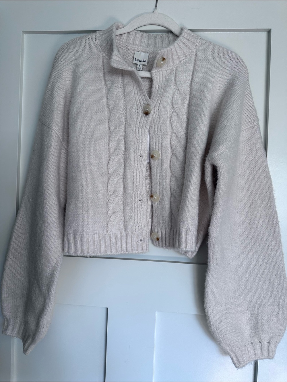 Cream Cable-Knit Button Front Cardigan